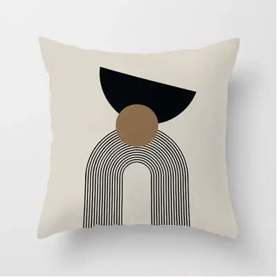 Simple Geometric Striped Linen Printed Home Sofa Cushion Cover