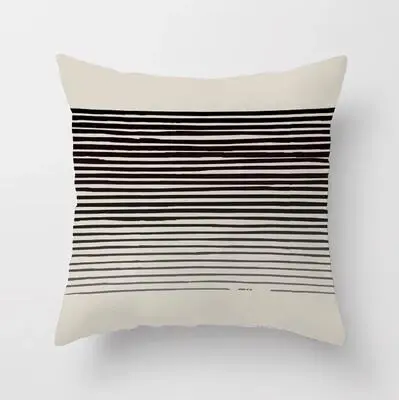 Simple Geometric Striped Linen Printed Home Sofa Cushion Cover