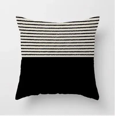Simple Geometric Striped Linen Printed Home Sofa Cushion Cover