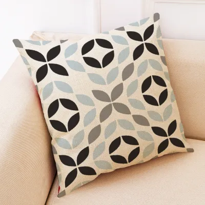 Simple Geometric Striped Linen Printed Home Sofa Cushion Cover