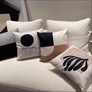 Simple Geometric Striped Linen Printed Home Sofa Cushion Cover