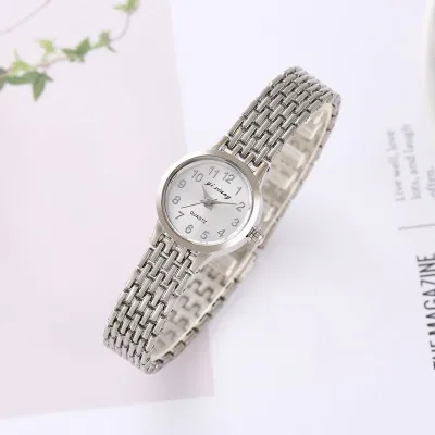 Women Simple Rhinestone Steel Band Digital Dial Quartz Watch