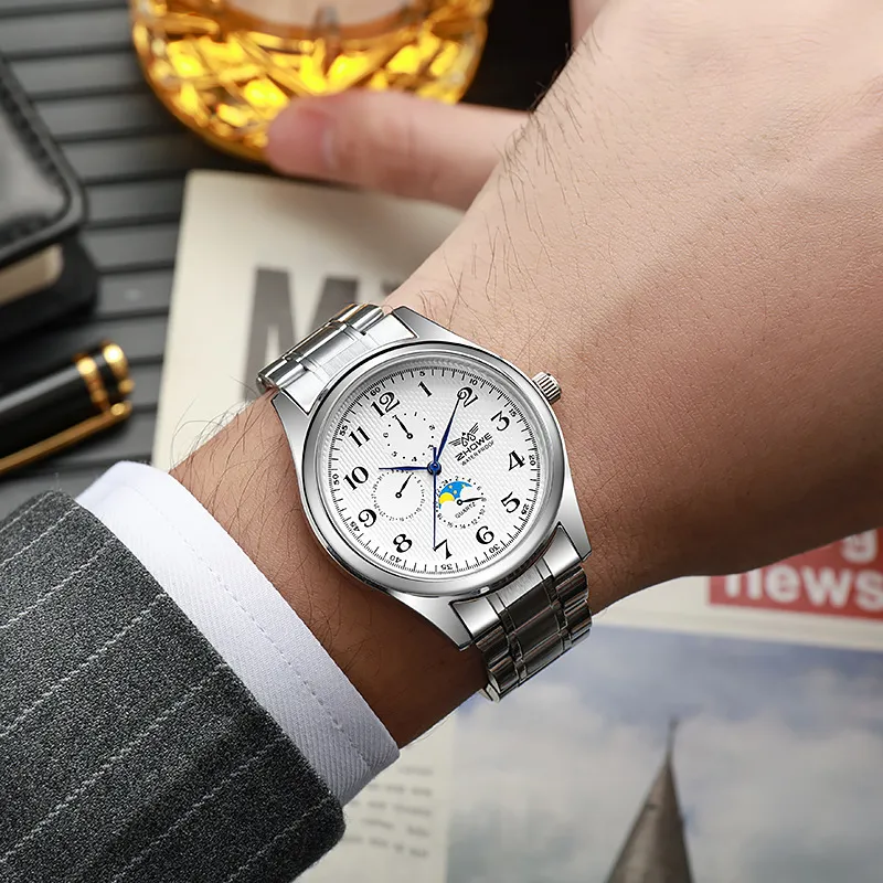Neutral Minimalist Three-Eye Quartz Watch