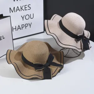 Holiday Elegant Straw Bow Sun Hat