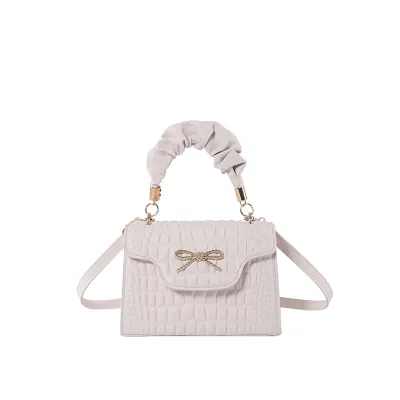 Fashion Solid Color Stone Pattern Square PU Shoulder Bag