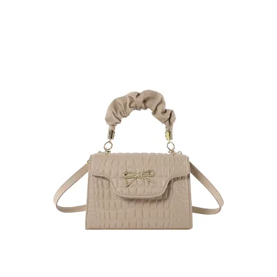 Fashion Solid Color Stone Pattern Square PU Shoulder Bag
