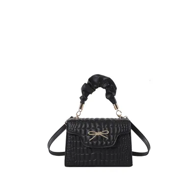 Fashion Solid Color Stone Pattern Square PU Shoulder Bag