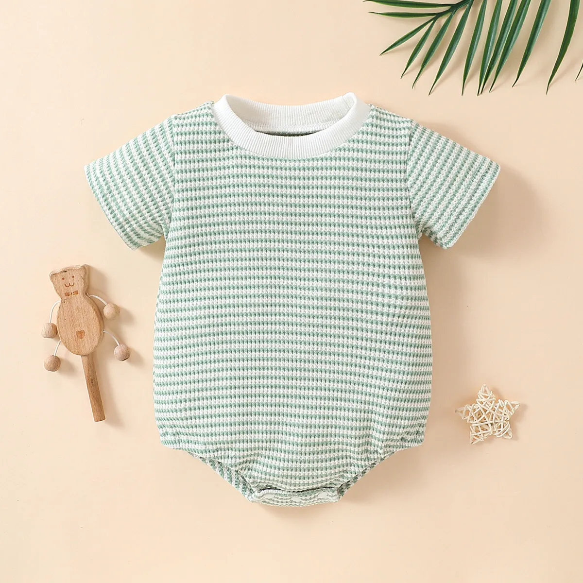 Kids Baby Boys Girls Casual Cute Stripe Short Sleeve Triangle Romper