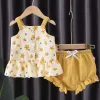 Yellow Tiny Flower Shorts Suit