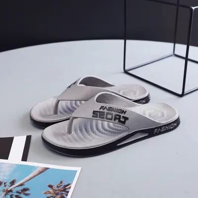 Men Fashion Leisure Holiday Beach Colorblock Letter Flat Flip-Flops Slippers