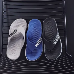 Men Fashion Leisure Holiday Beach Colorblock Letter Flat Flip-Flops Slippers