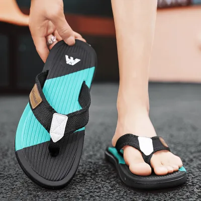 Men Fashion Leisure Holiday Beach Colorblock Flip-Flops Slippers