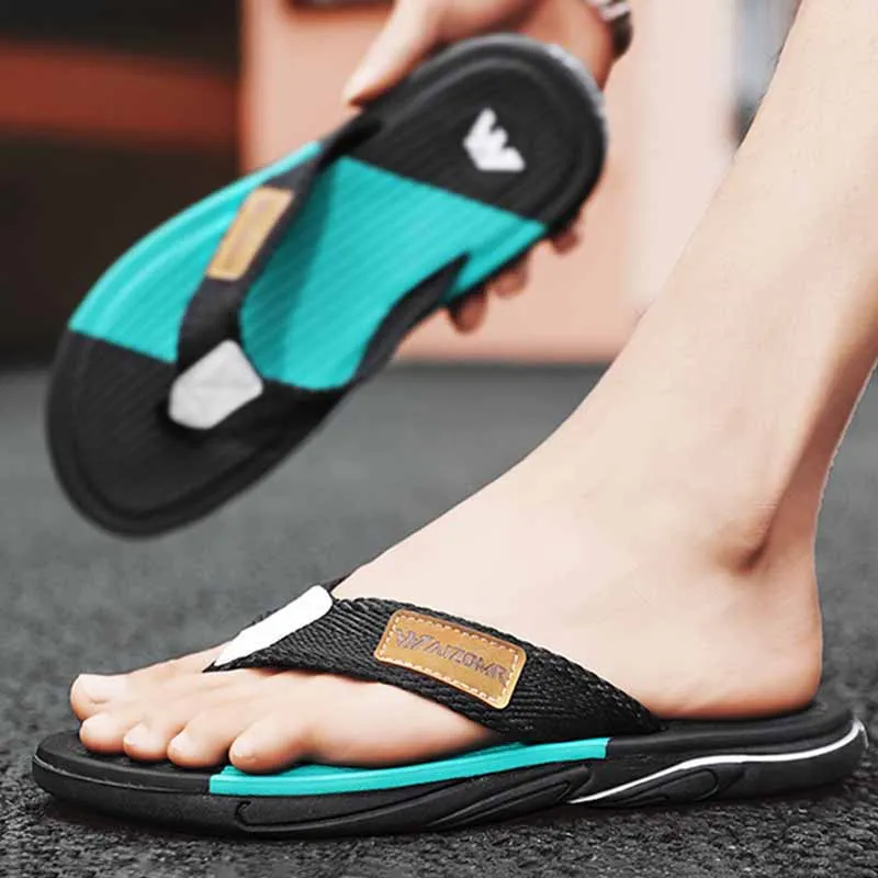 Men Fashion Leisure Holiday Beach Colorblock Flip-Flops Slippers