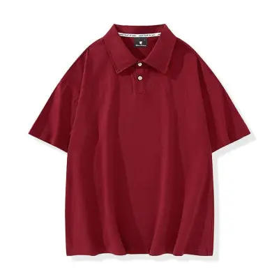Men Women Solid Color Summer Raglan Shoulder Loose Short-Sleeved Polo Shirt Custom