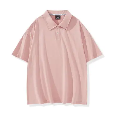 Men Women Solid Color Summer Raglan Shoulder Loose Short-Sleeved Polo Shirt Custom