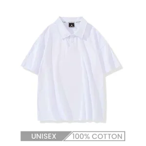 Men Women Solid Color Summer Raglan Shoulder Loose Short-Sleeved Polo Shirt Custom