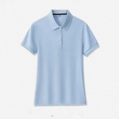 Solid Color Lapel Short-Sleeved Women Cotton Slim-Fit Stretch Polo Shirt Custom