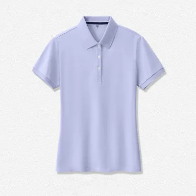 Solid Color Lapel Short-Sleeved Women Cotton Slim-Fit Stretch Polo Shirt Custom