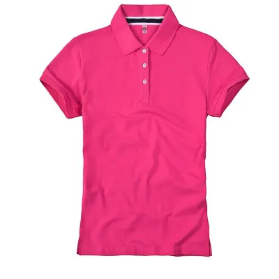 Solid Color Lapel Short-Sleeved Women Cotton Slim-Fit Stretch Polo Shirt Custom