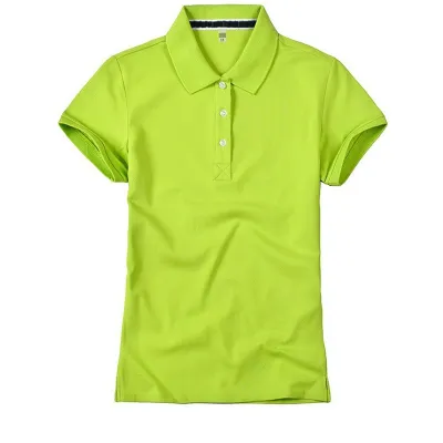 Solid Color Lapel Short-Sleeved Women Cotton Slim-Fit Stretch Polo Shirt Custom