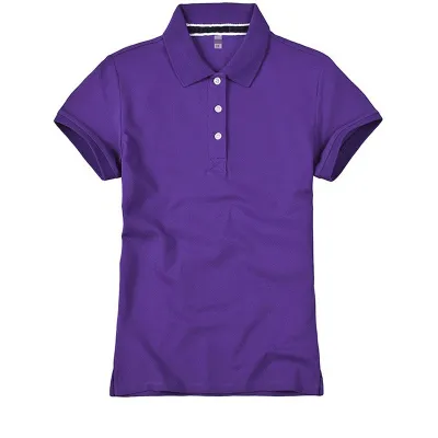 Solid Color Lapel Short-Sleeved Women Cotton Slim-Fit Stretch Polo Shirt Custom