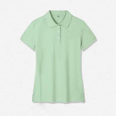 Solid Color Lapel Short-Sleeved Women Cotton Slim-Fit Stretch Polo Shirt Custom