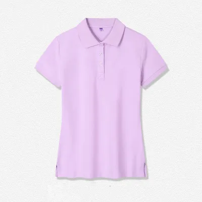 Solid Color Lapel Short-Sleeved Women Cotton Slim-Fit Stretch Polo Shirt Custom