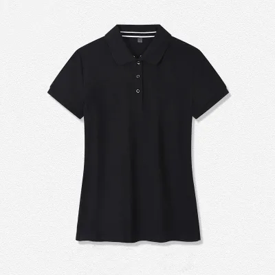 Solid Color Lapel Short-Sleeved Women Cotton Slim-Fit Stretch Polo Shirt Custom