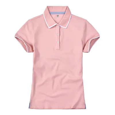 Women Short-Sleeved Summer Lapel V-Neck Logo Custom Polo Shirt