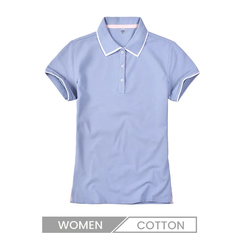 Women Short-Sleeved Summer Lapel V-Neck Logo Custom Polo Shirt