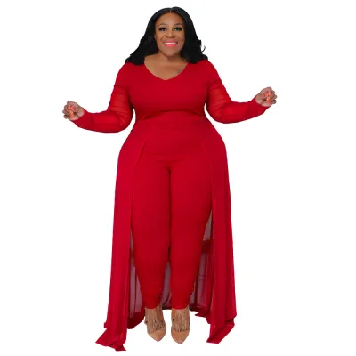 Women Plus Size Casual Urban Wind Long Sleeve Jumpsuit