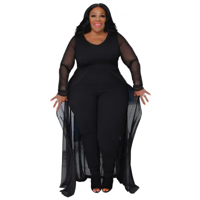 Women Plus Size Casual Urban Wind Long Sleeve Jumpsuit