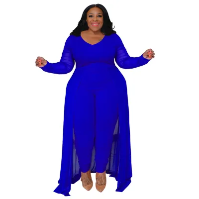 Women Plus Size Casual Urban Wind Long Sleeve Jumpsuit