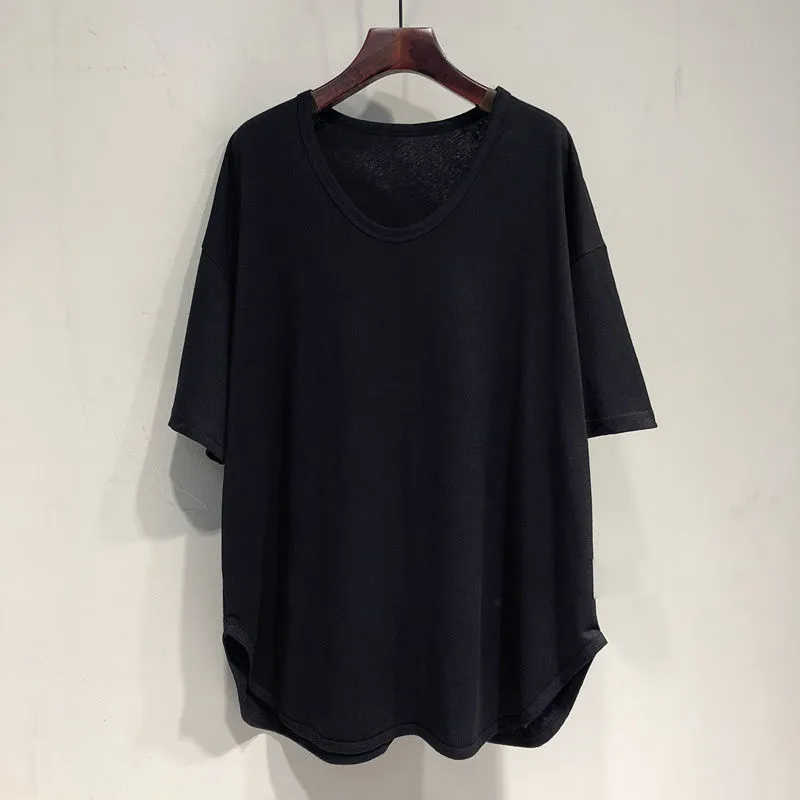 Summer Women Casual Plus Size Loose V-Neck Short-Sleeve T-Shirt