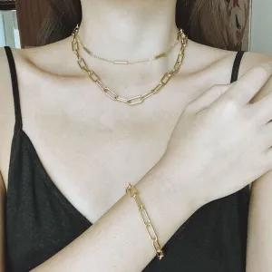 Women's Simple Paperclip Thick Chain Bracelet in Alloy