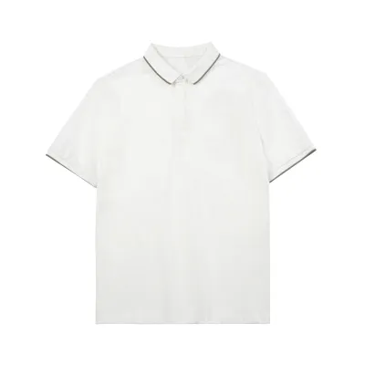 Men Simple Short-Sleeved Summer Stripe Contrast Lapel Polo Shirt Custom