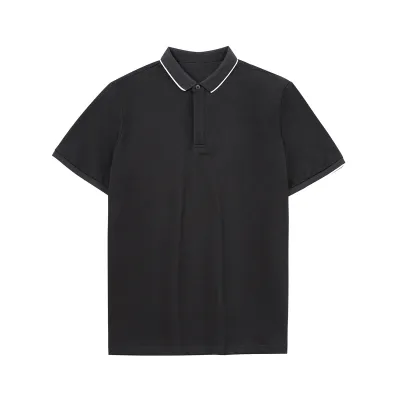Men Simple Short-Sleeved Summer Stripe Contrast Lapel Polo Shirt Custom