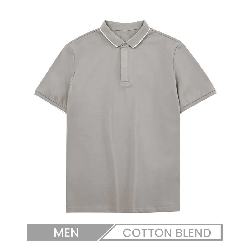Men Simple Short-Sleeved Summer Stripe Contrast Lapel Polo Shirt Custom