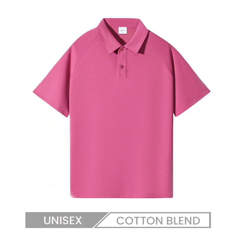 Casual Unisex Men Loose Short Sleeve Raglan Sleeve Solid Color Summer Polo Shirt Custom