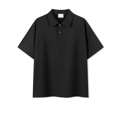 Men Fashion Short-Sleeved Solid Color Casual Simple Raglan Shoulder Sleeve Loose Polo Shirt Custom