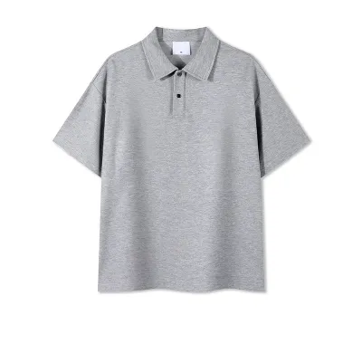 Men Fashion Short-Sleeved Solid Color Casual Simple Raglan Shoulder Sleeve Loose Polo Shirt Custom