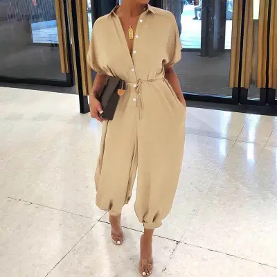 Women Fashion Leopard Print Jumpsuit Vintage Guofeng Retro