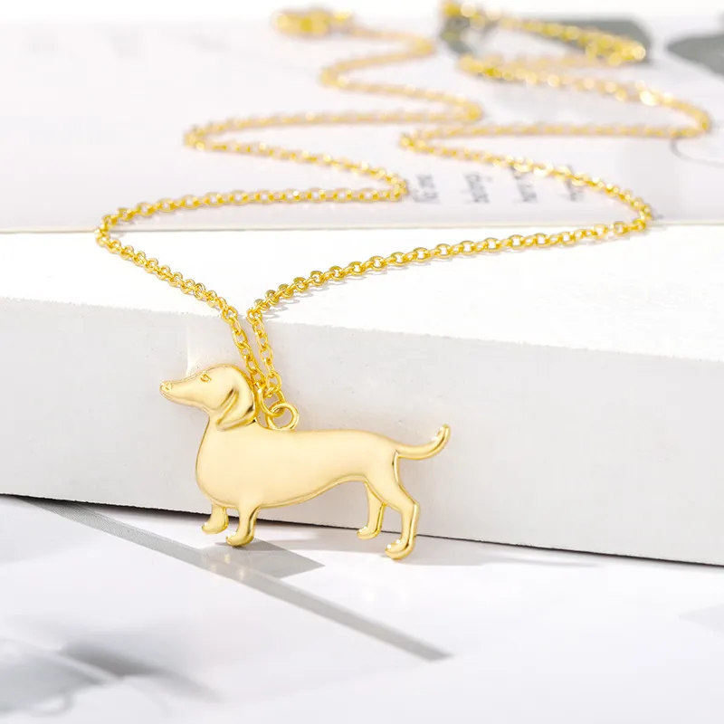 Women Cartoon Cute Puppy Pendant Stainless Steel Necklace