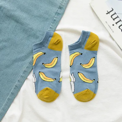 Summer Women Cute Cartoon Avocado Strawberry Fruit Printed Cotton Socks