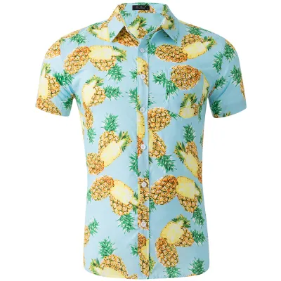Custom Printed Men Casual Lapel Short Sleeve Hawaiian Shirt