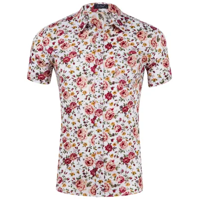 Custom Printed Men Casual Lapel Short Sleeve Hawaiian Shirt