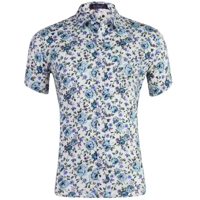 Custom Printed Men Casual Lapel Short Sleeve Hawaiian Shirt