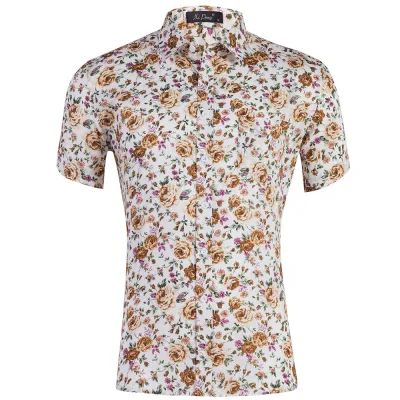 Custom Printed Men Casual Lapel Short Sleeve Hawaiian Shirt