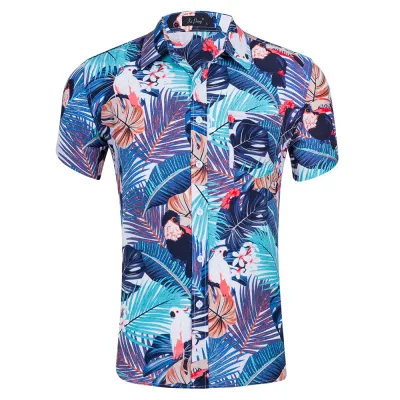 Custom Printed Men Casual Lapel Short Sleeve Hawaiian Shirt
