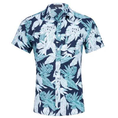 Custom Printed Men Casual Lapel Short Sleeve Hawaiian Shirt